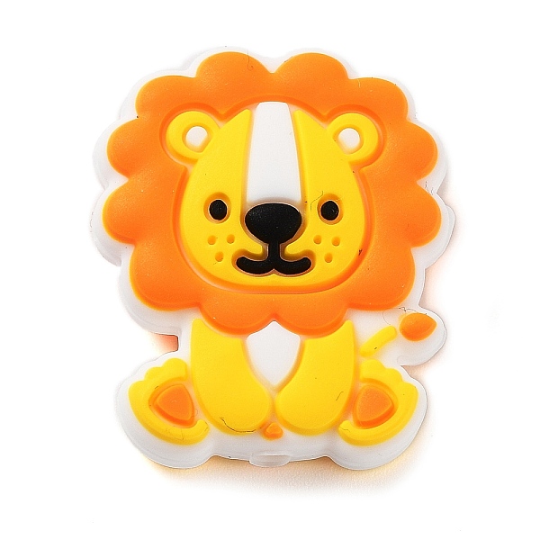 

PandaHall Silicone Focal Beads, Chewing Beads For Teethers, DIY Nursing Necklaces Making, Lion, 27.5x23x9mm, Hole: 2mm Silicone Lion