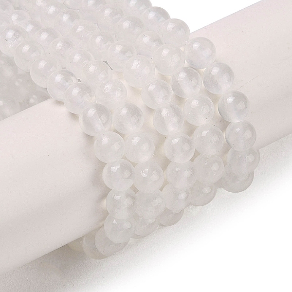 

PandaHall Natural Green Jade Beads Strands, Dyed, Round, WhiteSmoke, 4mm, Hole: 0.7mm, about 92pcs/strand, 15.75''(40cm) Green Jade Round..., White