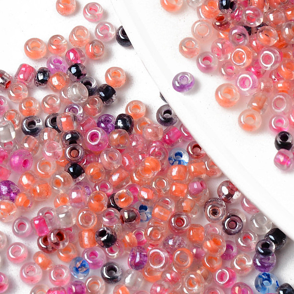 

PandaHall 8/0 Glass Seed Beads, Round Hole, Round, Transparent Inside Colours Rainbow & Luster, Mixed Color, 8/0, 3~3.5x2~3mm, Hole: 0.8mm..., Multicolor
