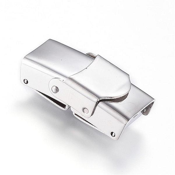 

PandaHall 201 Stainless Steel Watch Band Clasps, Fold Over Clasps, Stainless Steel Color, 26x14x7mm, Hole: 10x4mm 201 Stainless Steel