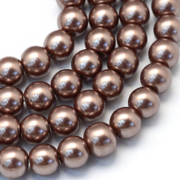 

PandaHall Baking Painted Pearlized Glass Pearl Round Bead Strands, Camel, 8~9mm, Hole: 1mm, about 100~105pcs/strand, 31.4 inch Glass Round..., Brown