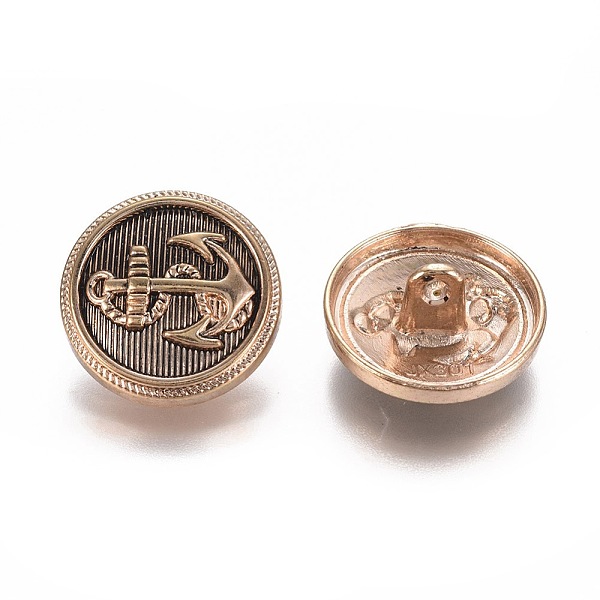 

PandaHall Alloy Shank Buttons, Flat Round with Anchor, Antique Golden, 20x9.5mm, Hole: 2mm Alloy Flat Round