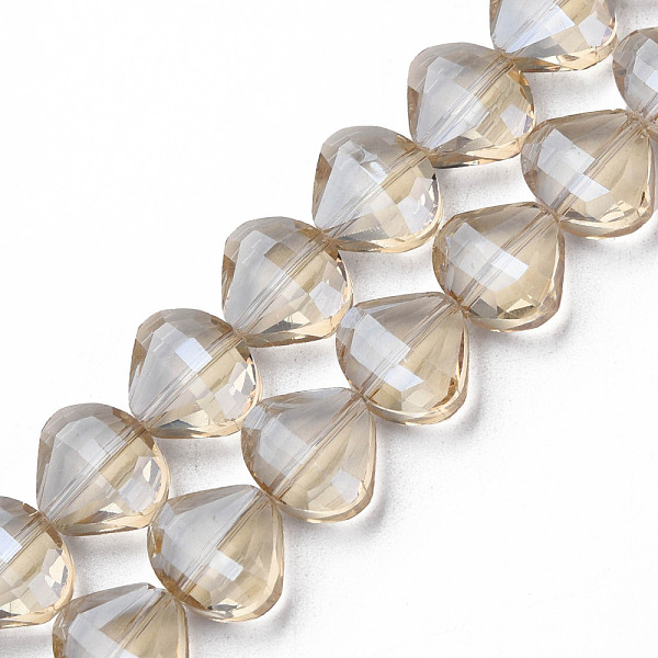 

PandaHall Electroplate Transparent Glass Beads Strands, Faceted, Teardrop, Wheat, 10.5x12x6.5mm, Hole: 1mm, about 60pcs/strand, 25.59 inch..., Orange