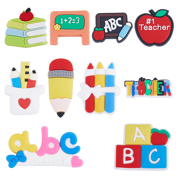 

PandaHall SUNNYCLUE 60Pcs 10 Style PVC Plastic Cabochons, School Supplies, Mixed Color, 13.5~35.5x15~44.5x2~4.5mm, 6pcs/style Plastic Mixed..., Multicolor