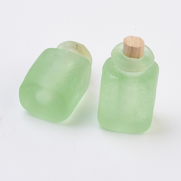 

PandaHall Handmade Lampwork Perfume Bottle Pendants, Essential Oil Bottle, Frosted, Cuboid, Light Green, 28.5~29mm, Hole: 5.5mm, Bottle...