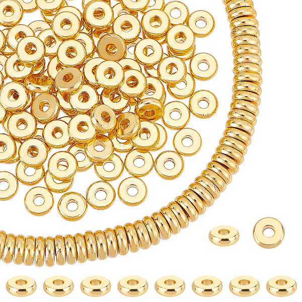 

PandaHall 18K Gold Plated Spacer Beads, 150pcs 6mm Golden Disc Heishi Loose Beads Brass Flat Round Jewellery Beads for DIY Bracelet...