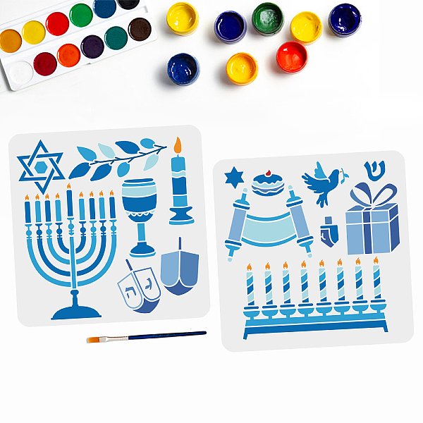 

PandaHall MAYJOYDIY US 1 Set Hanukkah PET Hollow Out Drawing Painting Stencils, for DIY Scrapbook, Photo Album, with 1Pc Art Paint Brushes...