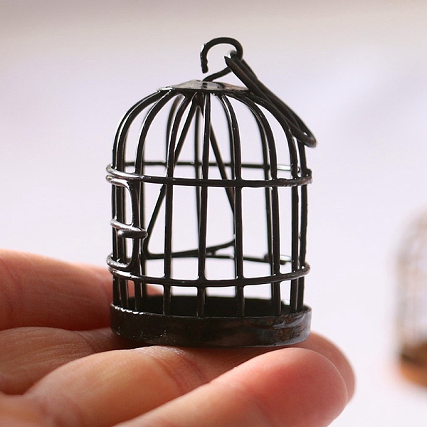 

PandaHall Miniature Alloy Birdcage, for Dollhouse Garden Accessories, Pretending Prop Decorations, Black, 40x30mm Alloy Others Black