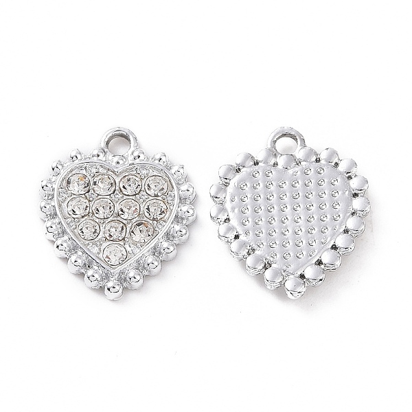 

PandaHall Alloy Crystal Rhinestone Charms, Heart, Platinum, 15x13x2mm, Hole: 1.6mm Alloy+Rhinestone Heart Clear