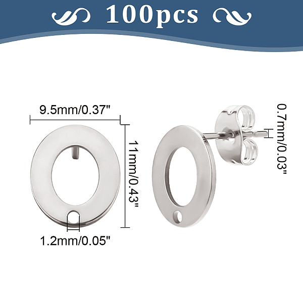 

PandaHall DICOSMETIC 100Pcs Flat Round Post Earring Stud Stainless Steel Stud Earring Findings Donut Earrings with 1.2mm Loop Hole and Ear...