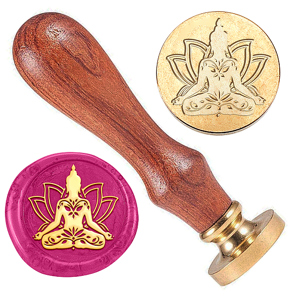 

PandaHall Retro Chakra Golden Tone Brass Sealing Wax Stamp Head, with Removable Wood Handle, for Envelopes Invitations, Gift Card, Flower...