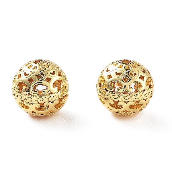 

PandaHall Rack Plating Brass Beads, Cadmium Free & Lead Free, Hollow Round with Heart, Real 18K Gold Plated, 8mm, Hole: 1.2mm Brass Round