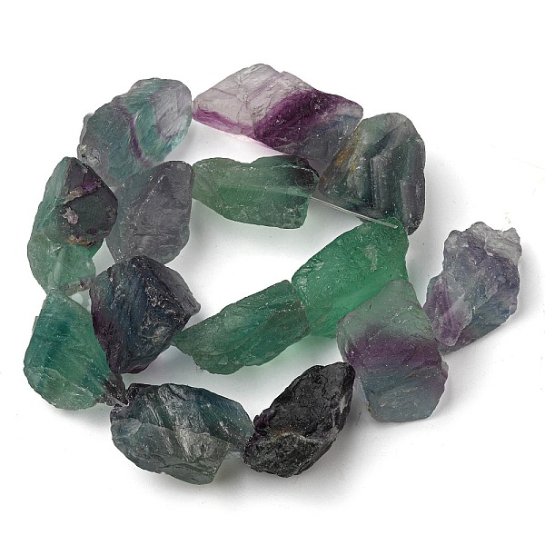 

PandaHall Raw Rough Natural Fluorite Beads Strands, Nuggets, 13~36x10.5~30.5x7~21mm, Hole: 0.9mm, about 14~16pcs/strand, 14.84~15.55''...