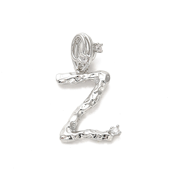 

PandaHall Rack Plating Brass Micro Pave Cubic Zirconia European Dangle Charms, Large Hole Letter Pendant, Platinum, Long-Lasting Plated..., Clear