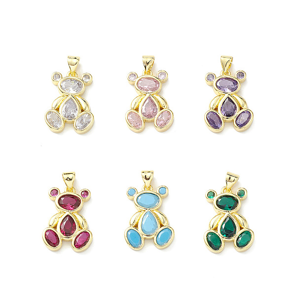 

PandaHall Rack Plating Brass Micro Pave Cubic Zirconia Pendants, Lead Free & Cadmium Free, Bear Charm, Real 18K Gold Plated, Mixed Color..., Multicolor