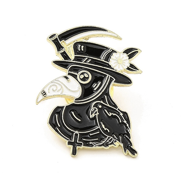 

PandaHall Plague Doctor Enamel Pin, Light Gold Alloy Brooch for Clothes Backpack, Bird Pattern, 30.5x24x1.5mm Alloy+Enamel Bird Black