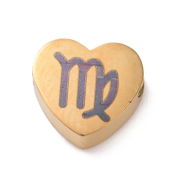 

PandaHall 304 Stainless Steel Beads, Heart with Constellation Pattern, Golden, Virgo, 7.5x8x3mm, Hole: 2mm 304 Stainless Steel Virgo