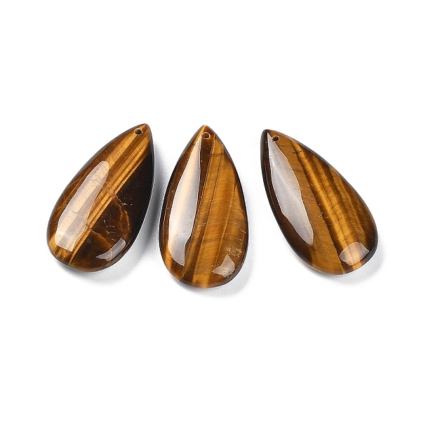 

PandaHall Natural Tiger Eye Pendants, Teardrop Charms, 40x20x8mm, Hole: 1.2mm Tiger Eye Teardrop