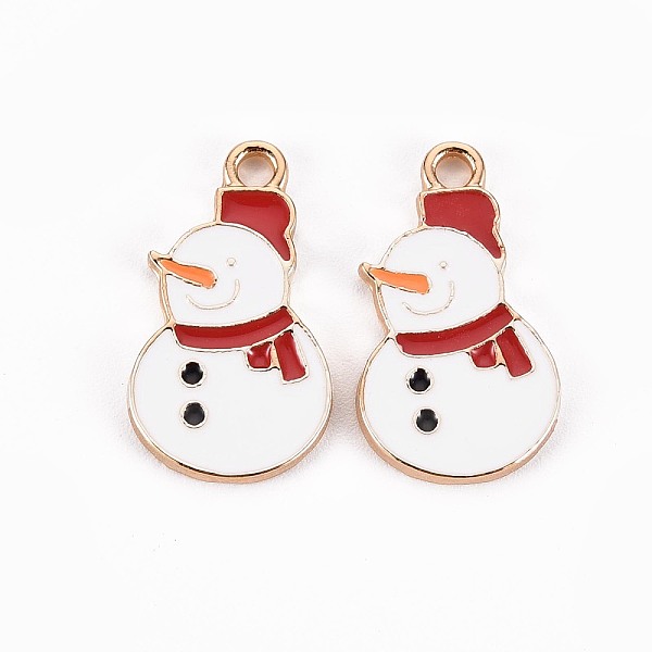 

PandaHall Golden Plated Alloy Enamel Pendants, for Christmas, Christmas Snowman, Cadmium Free & Lead Free, Red, 21x12x1.5mm, Hole: 2mm...