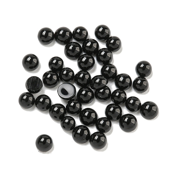 

PandaHall Natural Black Stone Cabochons, Half Round, 3x1.5mm Black Stone Half Round