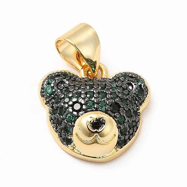 

PandaHall Rack Plating Brass Micro Pave Cubic Zirconia Charms, Cadmium Free & Lead Free, Real 18K Gold Plated, Long-Lasting Plated, Bear..., Green