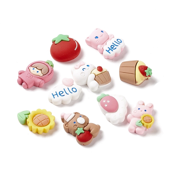 

PandaHall Opaque Resin Cabochons, DIY Accessories, Girl & Cup Cake & Sunflower & Bear & Rabbit & Cloud, Mixed Color, 14~23x15~20x5~7mm Resin..., Multicolor