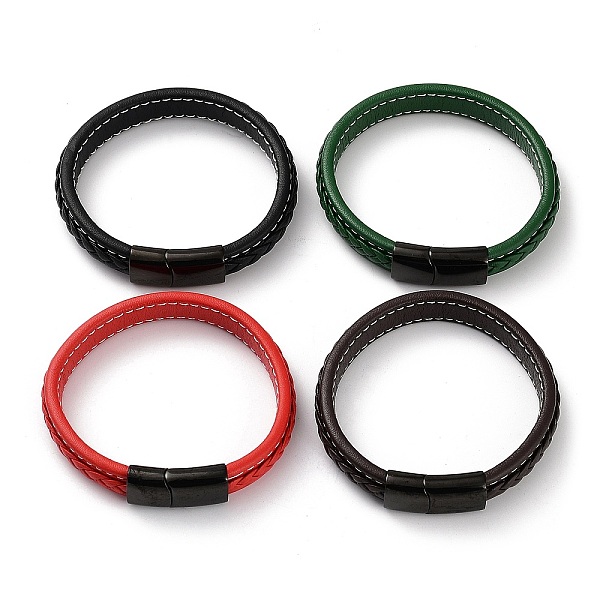 

PandaHall Mixed Color Braided Leather Cord Bracelet, with 304 Stainless Steel Magnetic Clasps, Black, 8-1/2 inch(21.5~21.7cm) Leather..., Multicolor