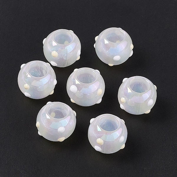 

PandaHall Opaque Acrylic Beads, AB Color, Bumpy, Rondelle, White, 15.5~16.5x12.5mm, Hole: 7.8mm Acrylic Rondelle White