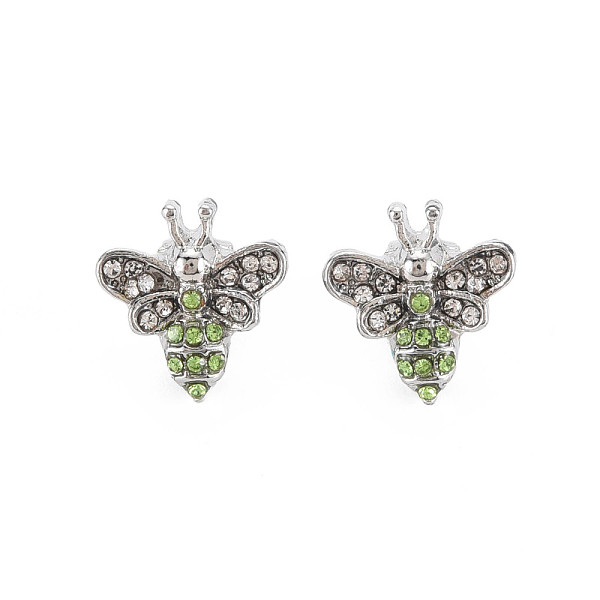 

PandaHall Rack Plating Alloy European Beads, with Rhinestone, Large Hole Beads, Cadmium Free & Nickel Free & Lead Free, Bees, Platinum..., Green