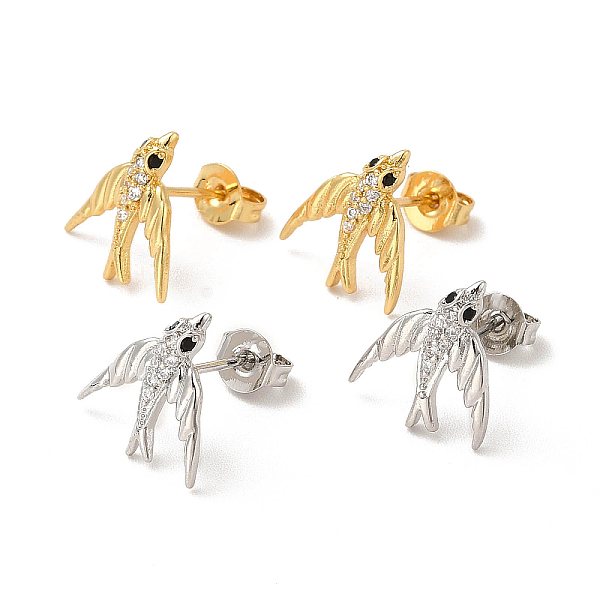 

PandaHall Cubic Zirconia Swallow Stud Earrings, Rack Plating Brass Jewelry for Women, Cadmium Free & Lead Free, Mixed Color, 12x11.5mm, Pin..., Clear