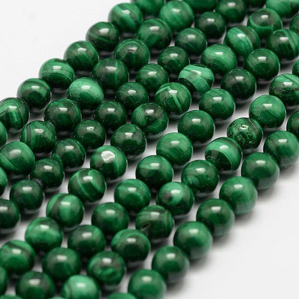 

PandaHall Natural Malachite Beads Strands, Round, 6mm, Hole: 0.5mm, about 68pcs/strand, 15.7 inch(40cm) Malachite Round Green