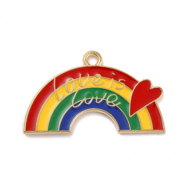 

PandaHall Alloy Enamel Pendants, Rainbow with Heart , Light Gold, 18x30x1mm, Hole: 2mm Alloy+Enamel Rainbow