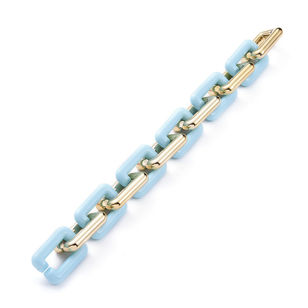 

PandaHall Handmade CCB Plastic Cable Chains, with Opaque Acrylic Linking Rings, Golden, Deep Sky Blue, Links: 30x20x6mm, 39.37 inch...