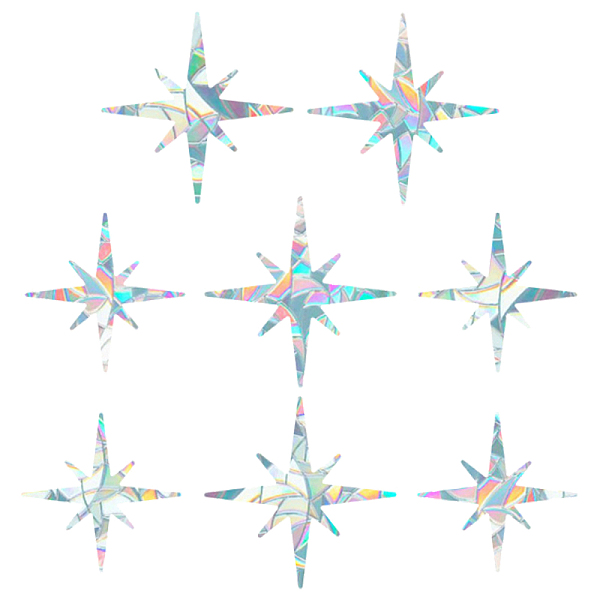 

PandaHall Rainbow Prism Paster, Window Sticker Decorations, Star, Colorful, 15x15cm, 18x18cm, 8pcs/set Plastic Star