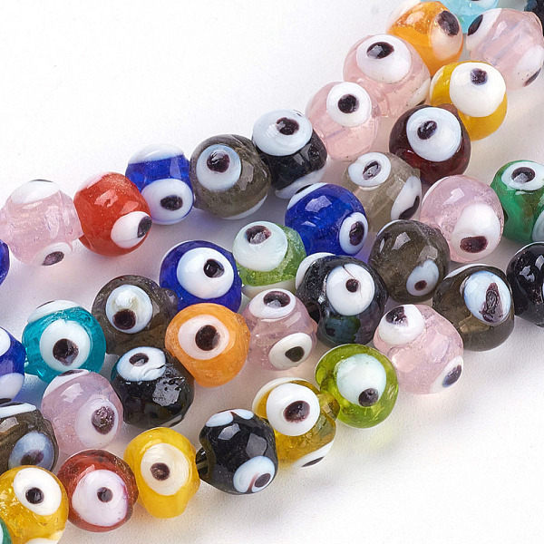

PandaHall Handmade Lampwork Beads, Evil Eye, Mixed Color, 8mm, Hole: 2mm Lampwork Evil Eye Multicolor