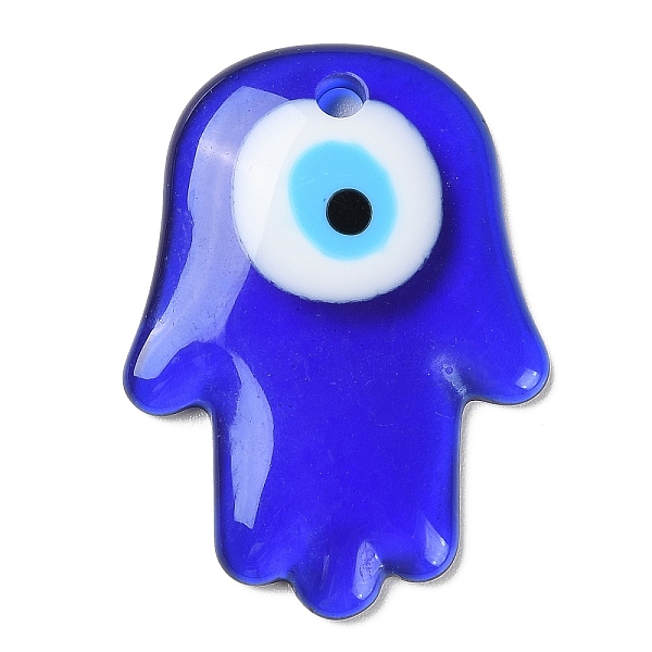

PandaHall Blue Evil Eye Resin Pendants, Translucent Lucky Eye Charms, Hamsa Hand, 48x35x5.5mm, Hole: 3.4mm Resin Hamsa Hand Blue
