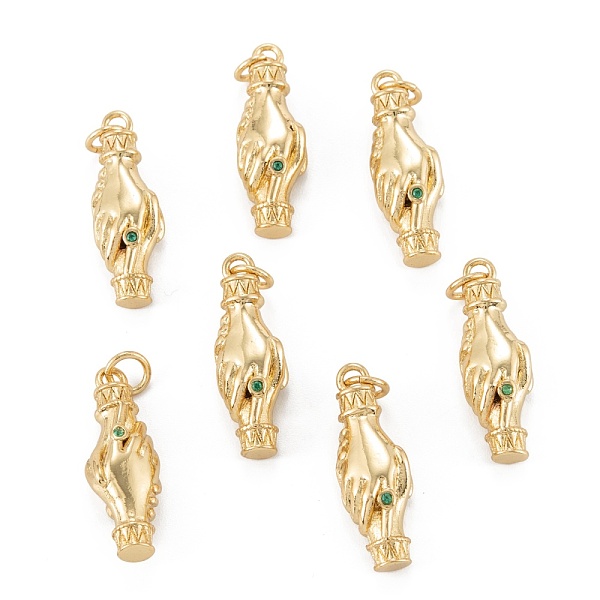 

PandaHall Brass Micro Pave Cubic Zirconia Pendant, Long-Lasting Plated, Hand in Hand, Real 18K Gold Plated, 23x7.5x6mm, Hole: 3.4mm...