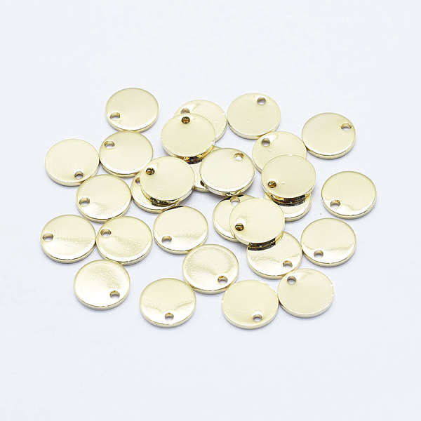 

PandaHall Brass Charms, Long-Lasting Plated, Nickel Free, Flat Round, Real 18K Gold Plated, 8x1mm, Hole: 1mm Brass Flat Round