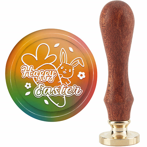 

PandaHall CRASPIRE Happy Easter Wax Seal Stamp Bunny Sealing Wax Stamps 30mm Removable Brass Head with Wood Handle for Easter Invitations...