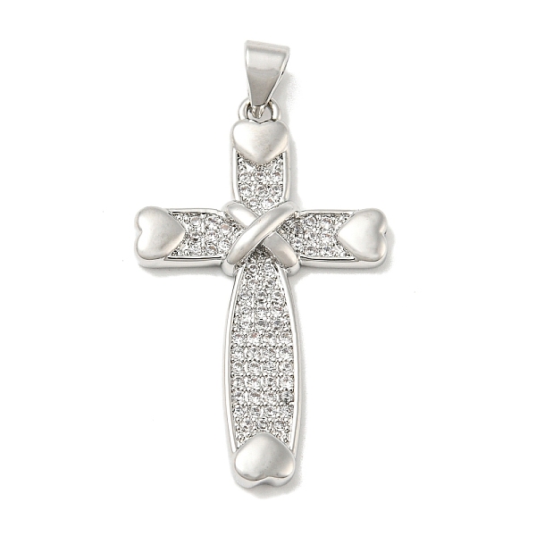 

PandaHall Rack Plating Brass Micro Pave Cubic Zirconia Pendants, Long-Lasting Plated, Lead Free & Cadmium Free, Cross Charms, Religion..., Clear