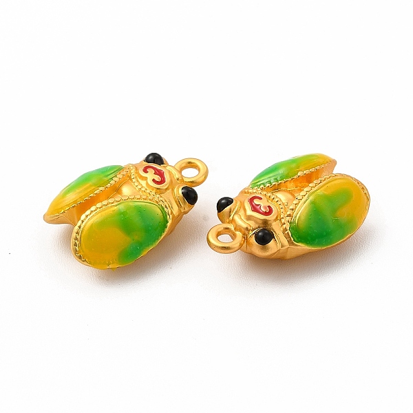 

PandaHall Rack Plating Alloy Enamel Pendants, Matte Gold Color, Cicada with Coin Pattern Charm, Lime, 17.7x11.5x6.6mm, Hole: 1.6mm..., Green