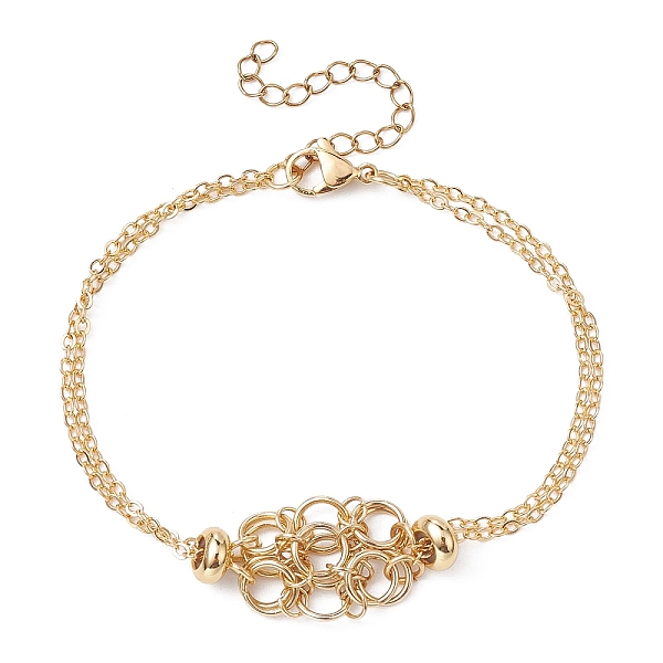 

PandaHall Brass Macrame Pouch Braided Gemstone Holder Bracelet Making, Golden, 7-5/8 inch(19.5cm) Brass