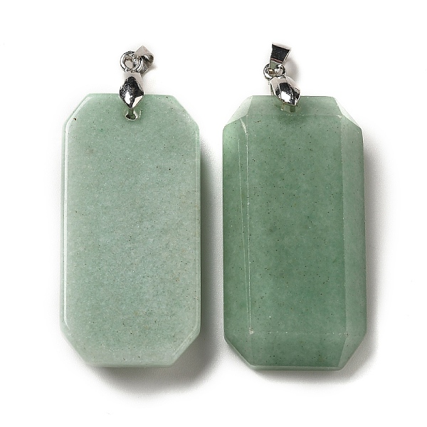 

PandaHall Natural Green Aventurine Pendants, Faceted Rectangle Charms, with Platinum Plated Brass Snap on Bails, Lead Free & Cadmium Free...