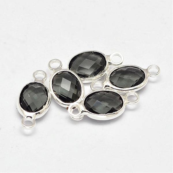 

PandaHall Oval Faceted Silver Color Plated Brass Glass Links connectors, Dark Slate Gray, 15x6.5x3.2mm, Hole: 1mm Glass Oval Gray