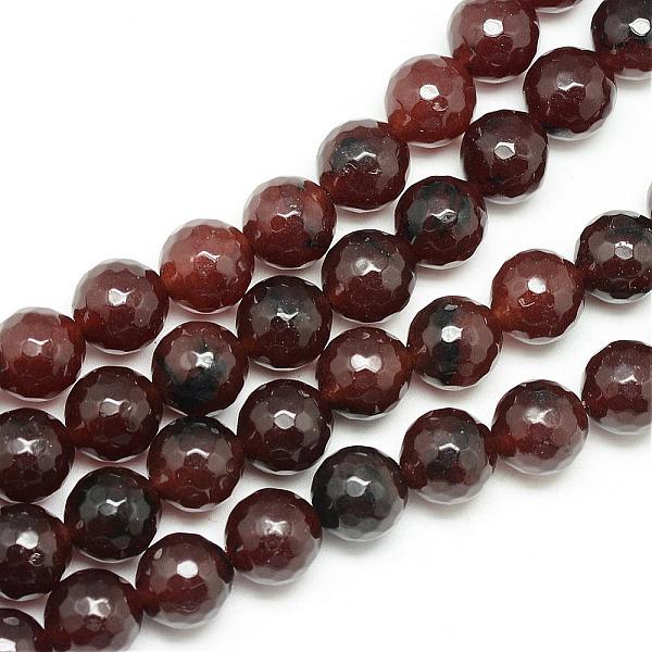 

PandaHall Natural White Jade Bead Strands, Dyed, Faceted, Round, Saddle Brown, 6mm, Hole: 1mm, about 60pcs/strand, 14.06~14.45 inch...