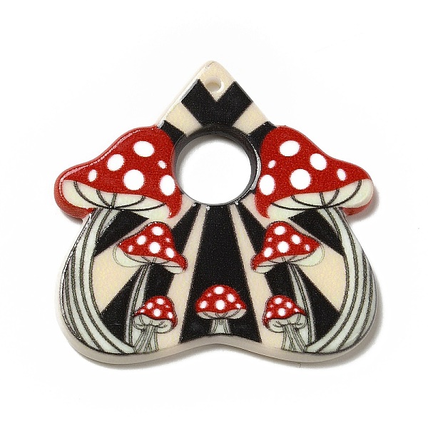 

PandaHall Printed Acrylic Pendants, Heart Charm, Mushroom Pattern, 36x37x2.6mm, Hole: 1.8mm Acrylic Mushroom
