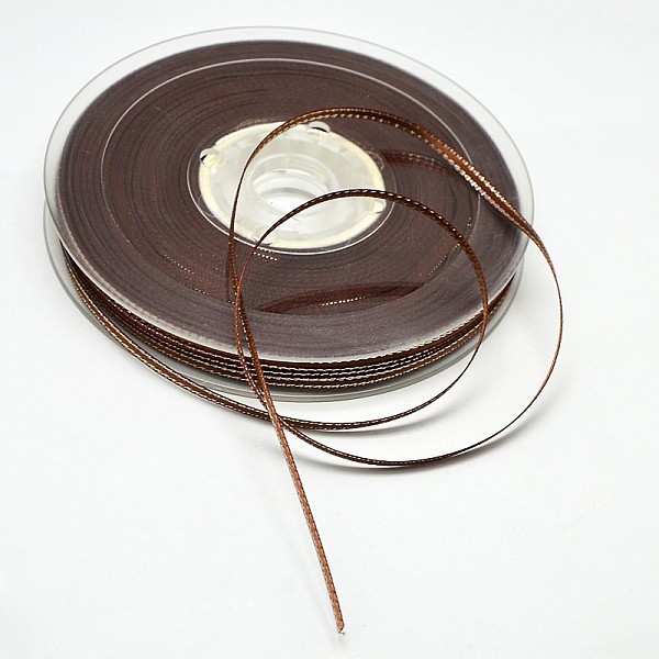 

PandaHall Double Edge Silver Thread Grosgrain Ribbon for Wedding Festival Decoration, Peru, 3/8 inch(9mm), about 100yards/roll(91.44m/roll)..., Brown