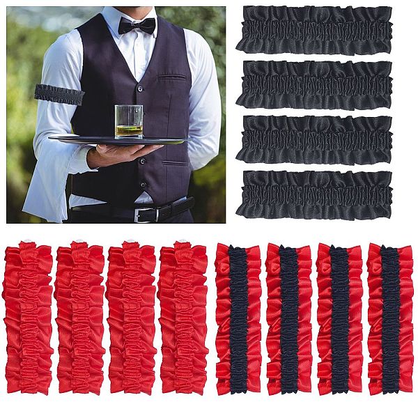 PandaHall CHGCRAFT 12Pcs 3Colors 20s Armband Garter Arm Garters for Men Sleeve Garters Red Black 1920s Mens Costume Clothing Elastic Arm...