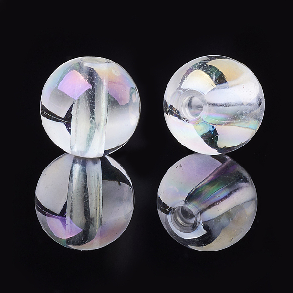 

PandaHall Transparent Acrylic Beads, AB Color, Round, Clear AB, 13.5~14mm, Hole: 2.5mm, about 340pcs/500g Acrylic Round White