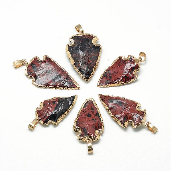 

PandaHall Natural Mahogany Obsidian Pendants, with Brass Findings, Golden, 25~50x15~25x5~15mm, Hole: 7x4mm Mahogany Obsidian Others